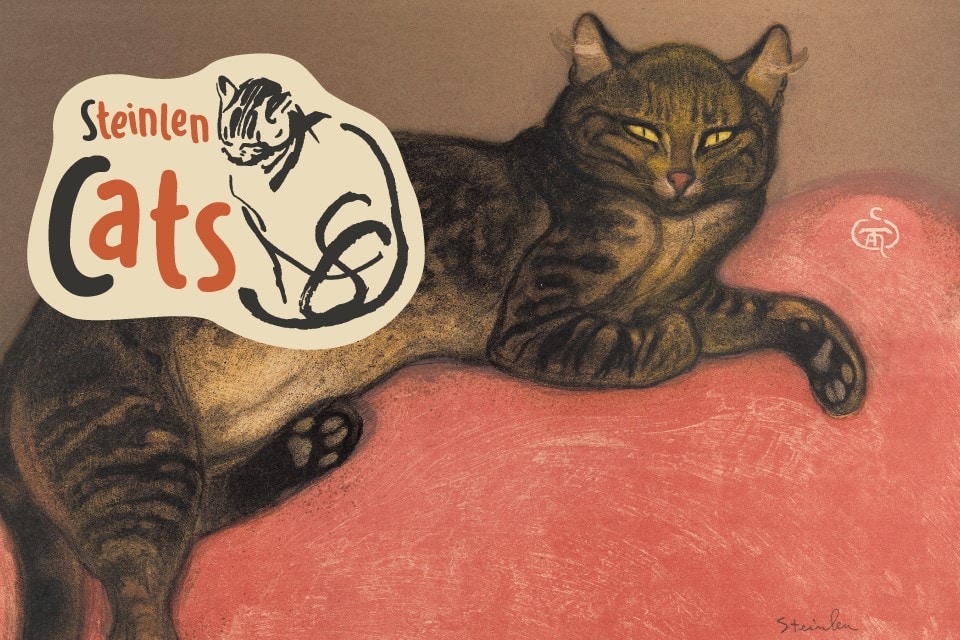 Exhibition of paintings by Théophile Alexandre Steinlen Art Nouveau Cats Poster
